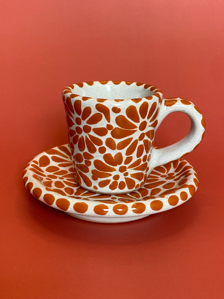Taza y plato para café nespresso de Talavera