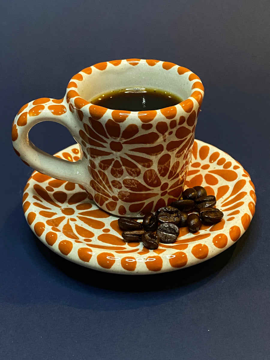 Taza y plato para café nespresso de Talavera