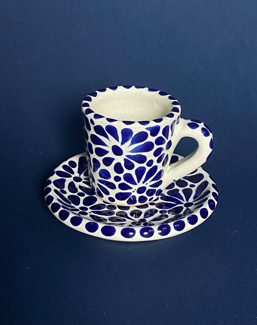 Taza y plato para café nespresso de Talavera