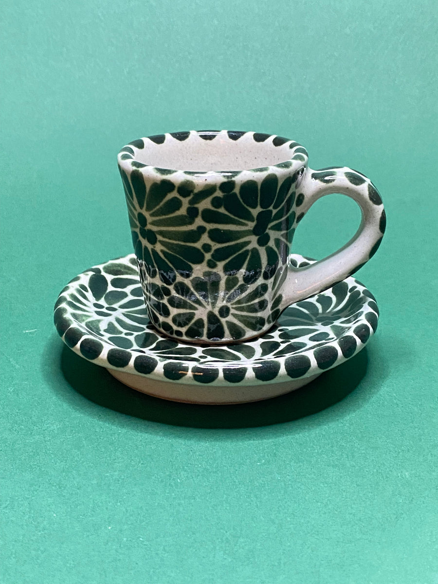 Taza y plato para café nespresso de Talavera